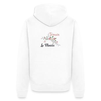 Zeuge der Blumenbraut - Unisex Premium Bio Zip Hoodie - Weiß - Hinten - Thijin (182cm)