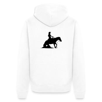 Equestrian Western Riding - Reining - Unisex Premium Organic Zip Hoodie - white - Back - Thijin (182cm)