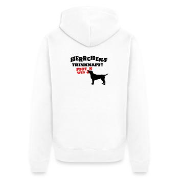 Herrchens Trinknapf ! - Unisex Premium Bio Zip Hoodie - Weiß - Hinten - Thijin (182cm)