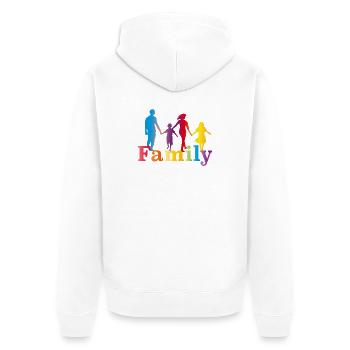 famille colorée,père,mère,fille et fils - Veste à capuche bio Premium Unisexe - blanc - Dos - Thijin (182cm)