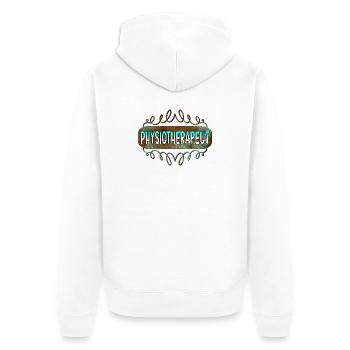 Physiotherapeut - Unisex Premium Bio Zip Hoodie - Weiß - Hinten - Thijin (182cm)