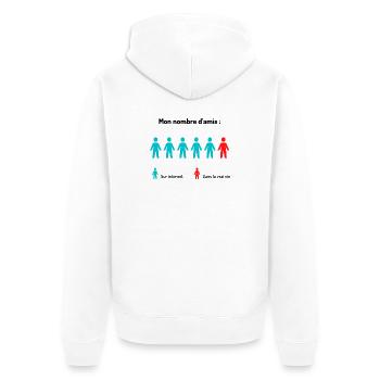 Cadeau humour: Amis Internet VS Amis réels - Veste à capuche bio Premium Unisexe - blanc - Dos - Thijin (182cm)