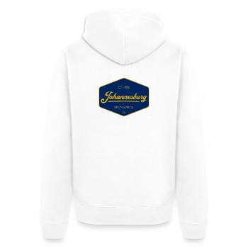 Johannesburg Vintage Sign Blue Yellow - Unisex Premium Organic Zip Hoodie - white - Back - Thijin (182cm)