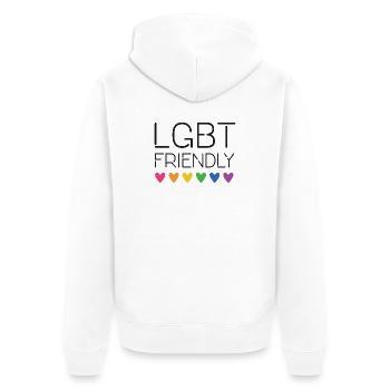 LGBT-freundlich - Unisex Premium Bio Zip Hoodie - Weiß - Hinten - Thijin (182cm)