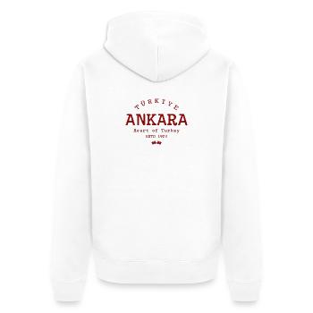Ankara Herz der Türkei ESTD 1923 - Unisex Premium Bio Zip Hoodie - Weiß - Hinten - Thijin (182cm)