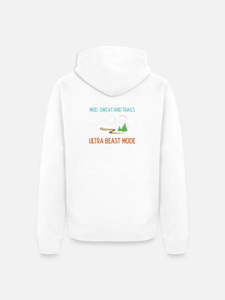 Ultra Running - Schlamm, Schweiß und Trails - Unisex Premium Bio Zip Hoodie - Weiß