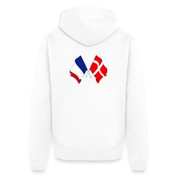 Drapeau de la France et drapeau du Danemark - Veste à capuche bio Premium Unisexe - blanc - Dos - Thijin (182cm)