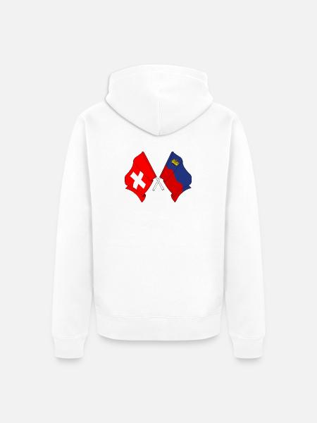 Flagge Schweiz und Flagge Liechtenstein - Unisex Premium Bio Zip Hoodie - Weiß