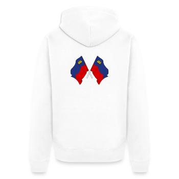 Deux drapeaux croisés du Liechtenstein - Veste à capuche bio Premium Unisexe - blanc - Dos - Thijin (182cm)