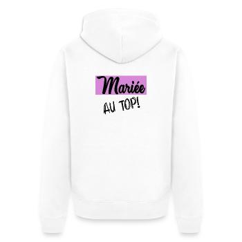 HOCHZEIT. ZUKÜNFTIGE BRAUT. Junggesellinnenabschied - Unisex Premium Bio Zip Hoodie - Weiß - Hinten - Thijin (182cm)