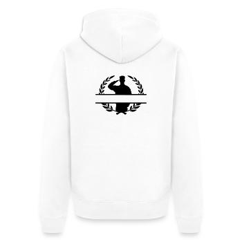 Soldier Respect salute in laurel wreath - Unisex Premium Organic Zip Hoodie - white - Back - Thijin (182cm)