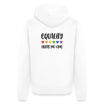 Mois de la fierté LGBT - L’égalité ne fait de mal à personne - Veste à capuche bio Premium Unisexe - blanc - Dos - Thijin (182cm)