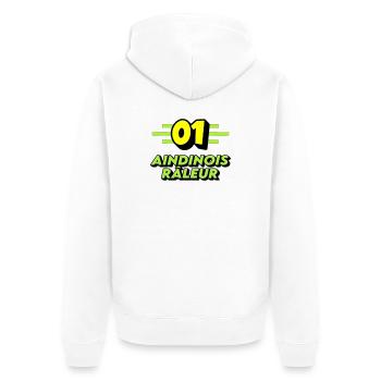 Complaining Aindinois - Unisex Premium Organic Zip Hoodie - white - Back - Thijin (182cm)