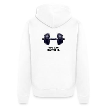 Dumbbell, Fitness, Motivation, Gym, T-Shirt, Funny - Unisex Premium Organic Zip Hoodie - white - Back - Thijin (182cm)