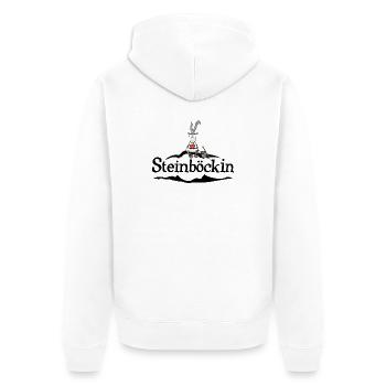 Steinbock - Unisex Premium Bio Zip Hoodie - Weiß - Hinten - Thijin (182cm)