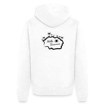 Hello Summer Insel Palmen - Unisex Premium Bio Zip Hoodie - Weiß - Hinten - Thijin (182cm)
