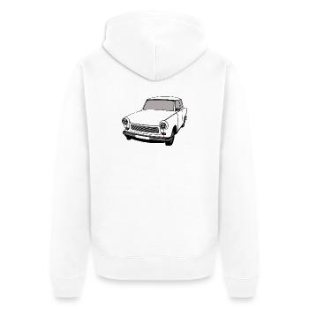  ,Trabi , DDR, Auto, DDR, Ostdeutschland - Unisex Premium Bio Zip Hoodie - Weiß - Hinten - Thijin (182cm)