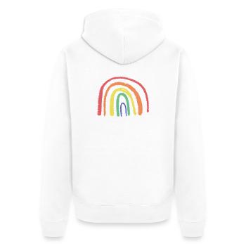 Skurriler Regenbogen-Pinselbogen - Unisex Premium Bio Zip Hoodie - Weiß - Hinten - Thijin (182cm)