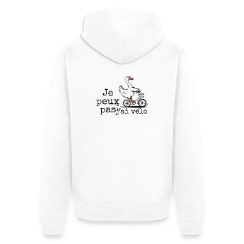 Duck dich auf ein Fahrrad, ich kann kein Fahrrad haben - Unisex Premium Bio Zip Hoodie - Weiß - Hinten - Thijin (182cm)