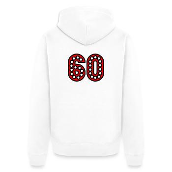 60. 60 ANS. 60e ANNIVERSAIRE. ANNIVERSAIRE 60 ANS. - Veste à capuche bio Premium Unisexe - blanc - Dos - Thijin (182cm)
