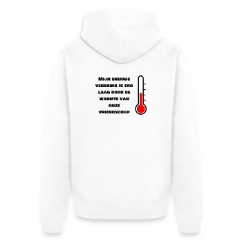Faible consommation d’énergie grâce à l’amitié - Veste à capuche bio Premium Unisexe - blanc - Dos - Thijin (182cm)