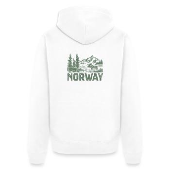 Norwegische Waldlandschaft mit Elch - Unisex Premium Bio Zip Hoodie - Weiß - Hinten - Thijin (182cm)