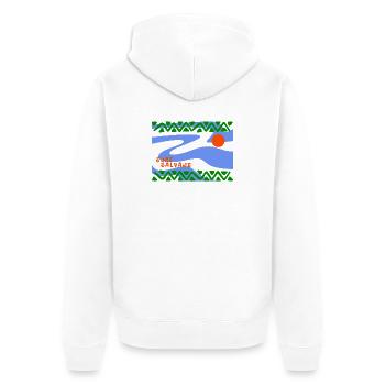 Surf Salvaje Psychedelic Waves - Unisex Premium Organic Zip Hoodie - white - Back - Thijin (182cm)