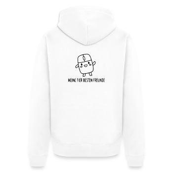 gamer-friends-mouse-buttons-funny-spruch_1 - Unisex Premium Organic Zip Hoodie - white - Back - Thijin (182cm)