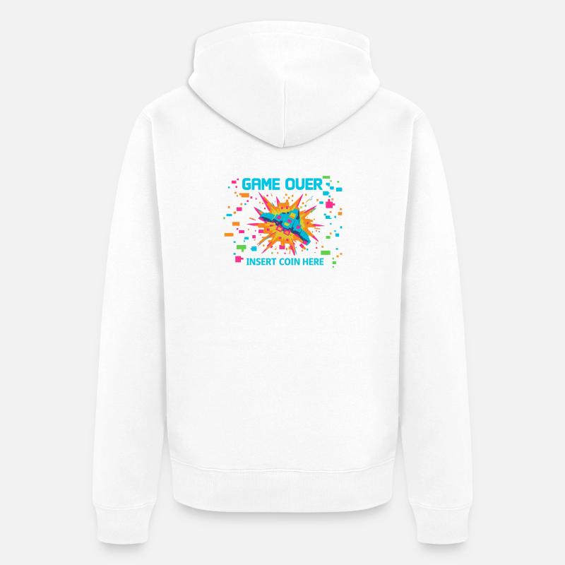 Game Over Neon Arcade Game - Veste à capuche bio Premium Unisexe - blanc