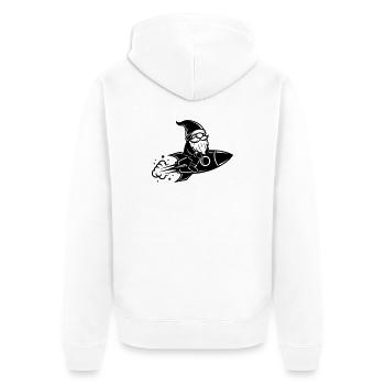 Wichtel reitet Rakete Cartoon Illustration - Unisex Premium Bio Zip Hoodie - Weiß - Hinten - Thijin (182cm)