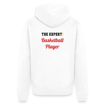 The Basketball Expert - Unisex Premium Organic Zip Hoodie - white - Back - Thijin (182cm)