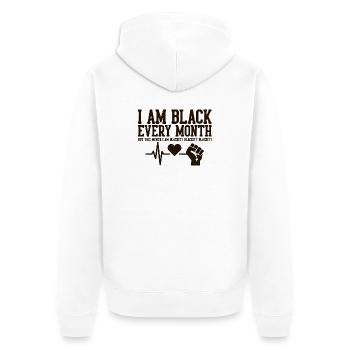 Je suis noir chaque mois battement de cœur Poing - Veste à capuche bio Premium Unisexe - blanc - Dos - Thijin (182cm)