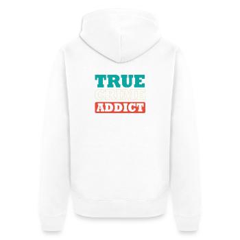 Krimi True Crime - Unisex Premium Bio Zip Hoodie - Weiß - Hinten - Thijin (182cm)