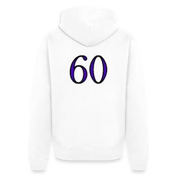 60. 60 JAHRE. 60-JÄHRIGES JUBILÄUM. 60. GEBURTSTAG. - Unisex Premium Bio Zip Hoodie - Weiß - Hinten - Thijin (182cm)