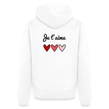ICH LIEBE DICH. VALENTINSTAG. HERZ. LIEBE. LIEBE - Unisex Premium Bio Zip Hoodie - Weiß - Hinten - Thijin (182cm)