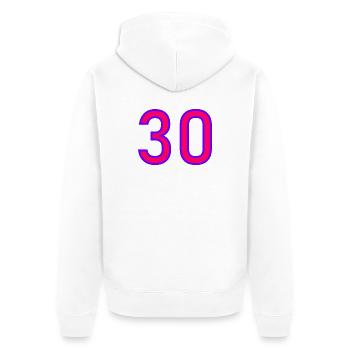 30. 30 ANS. 30e ANNIVERSAIRE. ANNIVERSAIRE 30 ANS. - Veste à capuche bio Premium Unisexe - blanc - Dos - Thijin (182cm)
