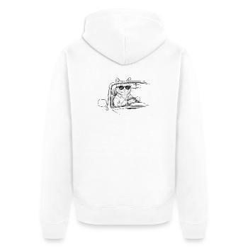 Katze fährt Auto - Cooles Kätzchen mit Sonnenbrill - Unisex Premium Bio Zip Hoodie - Weiß - Hinten - Thijin (182cm)