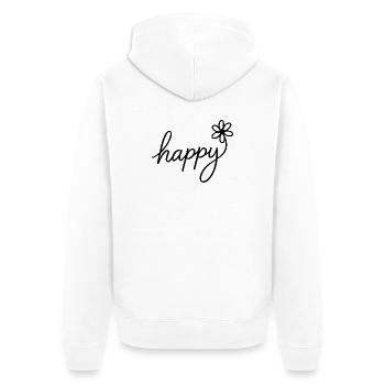 Cheerful hand lettering with flower - Unisex Premium Organic Zip Hoodie - white - Back - Thijin (182cm)