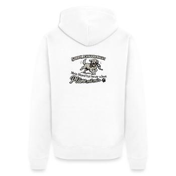 Sorry, ich kann nicht – Hund hat Pläne - Unisex Premium Bio Zip Hoodie - Weiß - Hinten - Thijin (182cm)