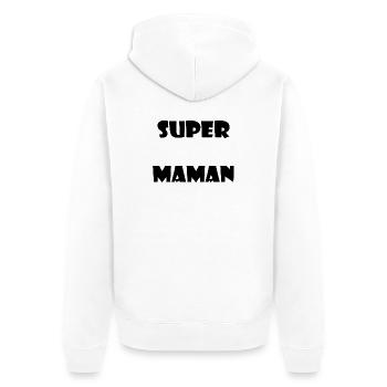 SUPER-MAMA. MAMA. MUTTERTAG. HERZ. PARTEI - Unisex Premium Bio Zip Hoodie - Weiß - Hinten - Thijin (182cm)
