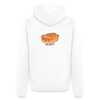 Cute Pig Baguette Bread Pig-uette Funny - Unisex Premium Organic Zip Hoodie - white - Back - Thijin (182cm)