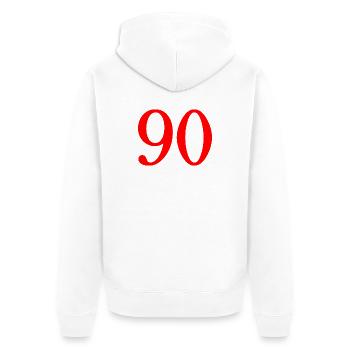 90. 90 ANS. 90e ANNIVERSAIRE. ANNIVERSAIRE 90 ANS. - Veste à capuche bio Premium Unisexe - blanc - Dos - Thijin (182cm)