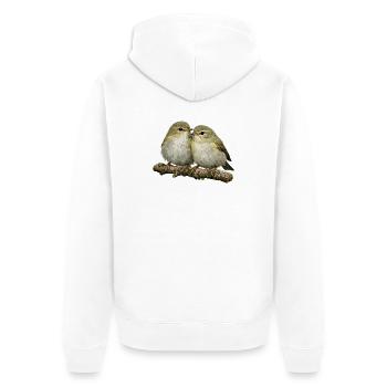 Chiffchaff auf Ast küssen - Unisex Premium Bio Zip Hoodie - Weiß - Hinten - Thijin (182cm)