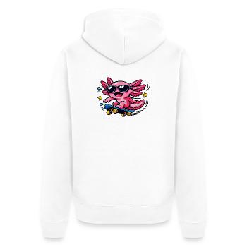 Patineur axolotl rose avec lunettes de soleil - Veste à capuche bio Premium Unisexe - blanc - Dos - Thijin (182cm)