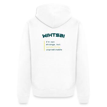 WIHTSAI | Wonderfully unpredictable - Unisex Premium Organic Zip Hoodie - white - Back - Thijin (182cm)