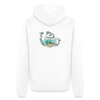 Teapot Garden Frog - Unisex Premium Organic Zip Hoodie - white - Back - Thijin (182cm)