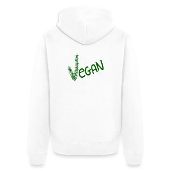 Vegan Statement in Green Brush - Unisex Premium Organic Zip Hoodie - white - Back - Thijin (182cm)