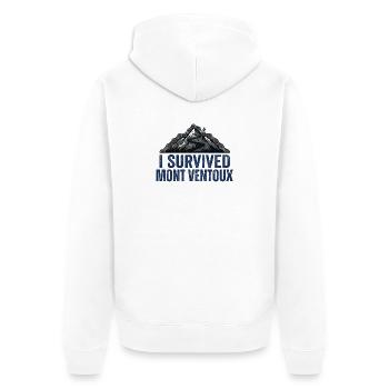 Ich habe Mont Ventoux Radkunst überlebt - Unisex Premium Bio Zip Hoodie - Weiß - Hinten - Thijin (182cm)
