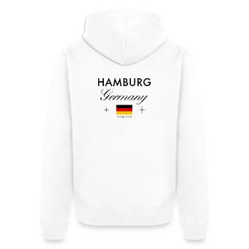 Hambourg, Allemagne, coordonne le souvenir de voyage - Veste à capuche bio Premium Unisexe - blanc - Dos - Thijin (182cm)