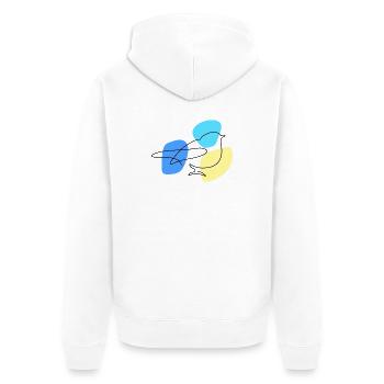 Lineart Blue with Pastel Shapes - Unisex Premium Organic Zip Hoodie - white - Back - Thijin (182cm)